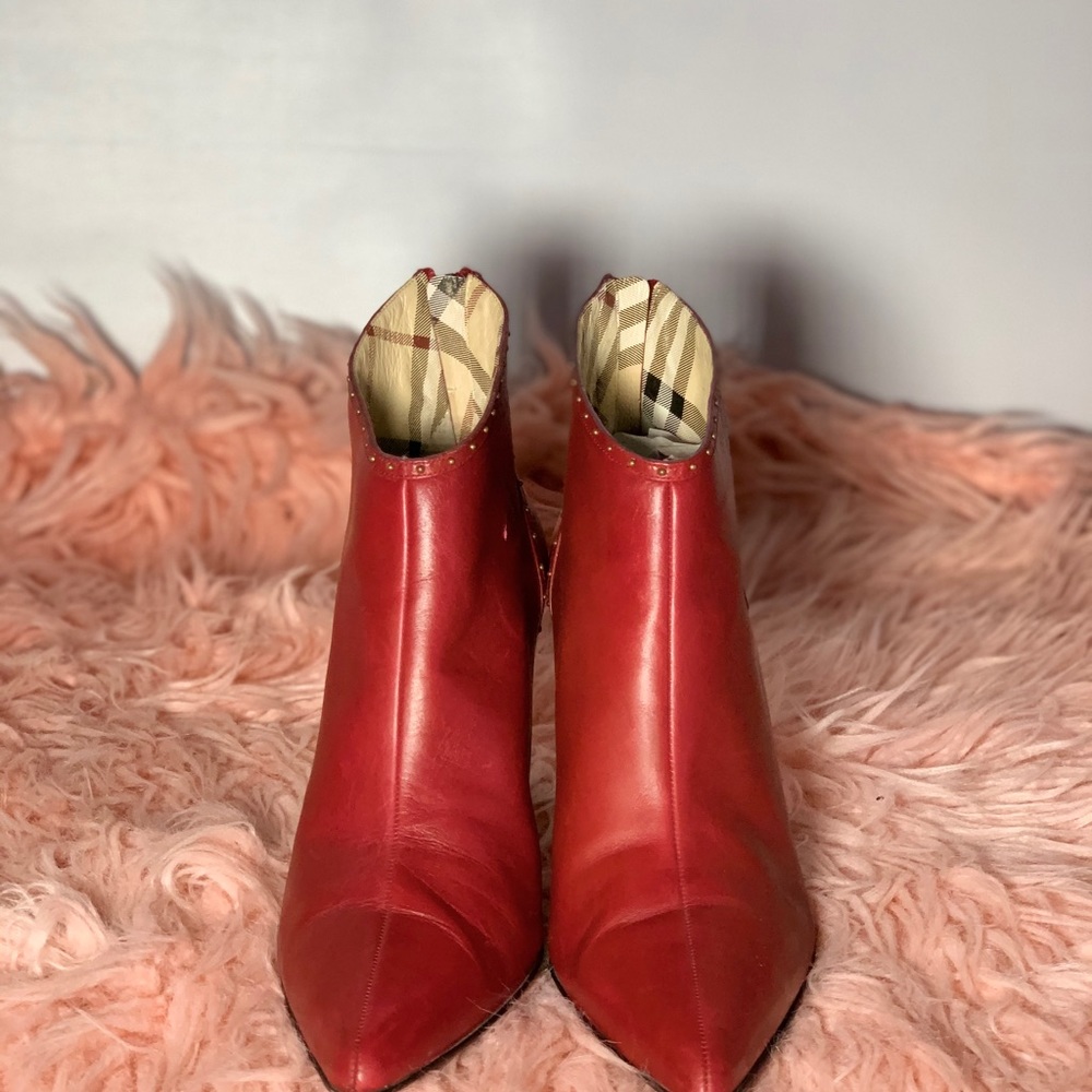Burberry red leather Kitten pointy heeled boots Size 39 - Picture 5 of 15